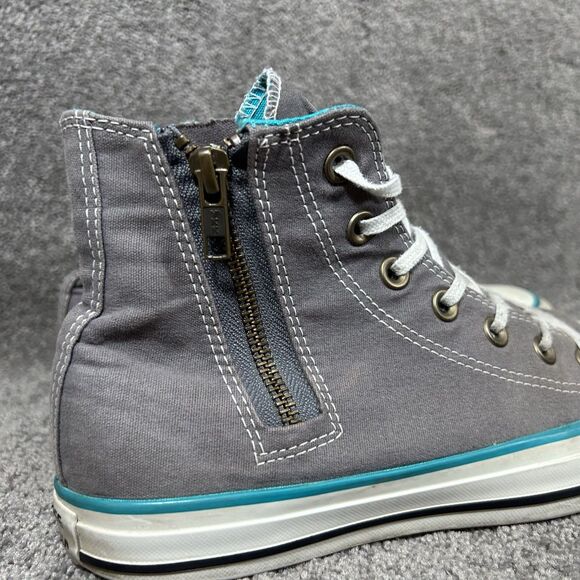 Converse Chuck Taylor All Star High Women’s Sz 8 Gray Teal Side Zip Skate Shoes - Picture 2 of 13